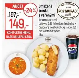 Globus Smažená treska s vařenými bramborami nabídka