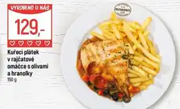 Globus Kuřecí plátek v rajčatové omáčce s olivami a hranolky nabídka