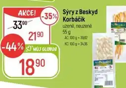 Globus Sýry z Beskyd Korbáčik uzené, neuzené nabídka