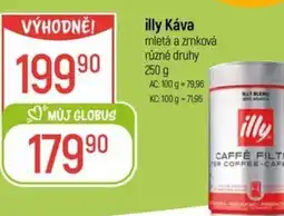 Globus Illy Káva mletá a zrnková nabídka