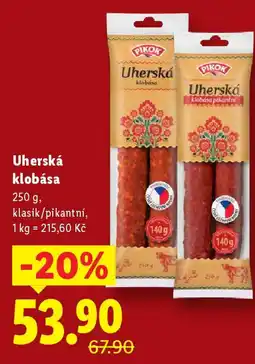Lidl Uherská klobása nabídka
