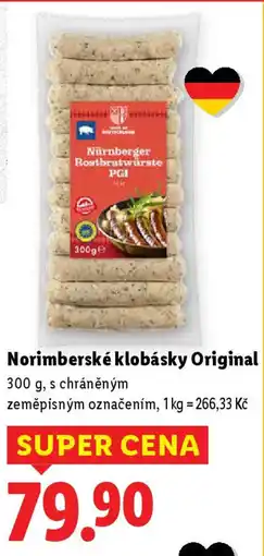 Lidl Norimberské klobásky Original nabídka