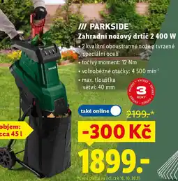 Lidl PARKSIDE Zahradní nožový drtič 2 400 W nabídka