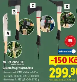 Lidl PARKSIDE Sekera/sapina/mačeta nabídka