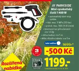 Lidl PARKSIDE Mini vysokotlaký čistič 1400 W nabídka
