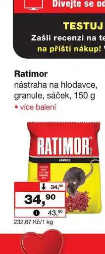 Barvy a laky drogerie Ratimor nástraha na hlodavce, granule, sáček, 150 g nabídka