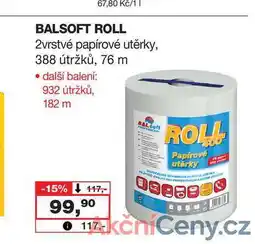 Barvy a laky drogerie BALSOFT ROLL 2vrstvé papírové utěrky, 388 útržků nabídka