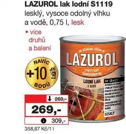 Barvy a laky drogerie LAZUROL lak lodní S1119 lesklý, vysoce odolný vlhku a vodě, 0,75l nabídka