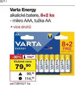 Barvy a laky drogerie Varta Energy alkalické baterie, 8+2 ks nabídka