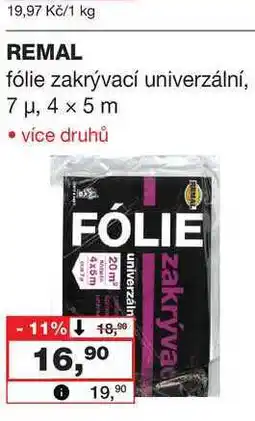 Barvy a laky drogerie REMAL fólie zakrývací univerzální, 7 μ, 4 x 5 m nabídka