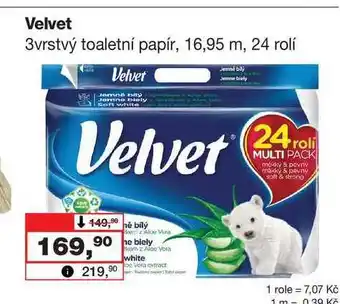 Barvy a laky drogerie Velvet 3vrstvý toaletní papír, 16,95 m, 24 rolí nabídka