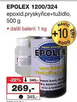 Barvy a laky drogerie EPOLEX 1200/324 epoxid.pryskyřice+tužidlo, 500 g nabídka