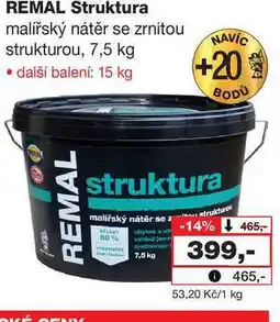 Barvy a laky drogerie REMAL Struktura malířský nátěr se zrnitou strukturou, 7,5 kg nabídka