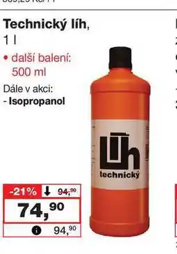 Barvy a laky drogerie Technický líh, 1l nabídka