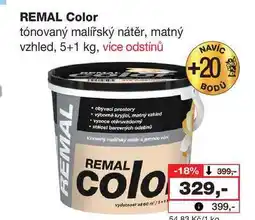 Barvy a laky drogerie REMAL Color tónovaný malířský nátěr, matný vzhled, 5+1 kg nabídka