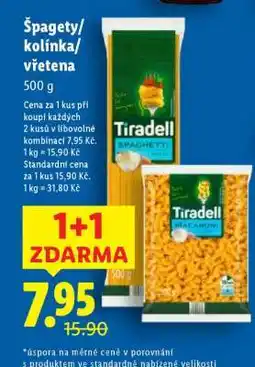 Lidl ŠPAGETY / KOLÍNKA / VŘETENA nabídka