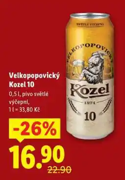 Lidl Velkopopovický Kozel 10 nabídka