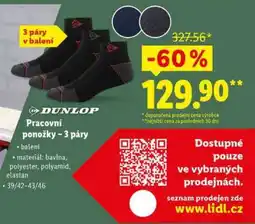 Lidl DUNLOP Pracovní ponožky – 3 páry nabídka