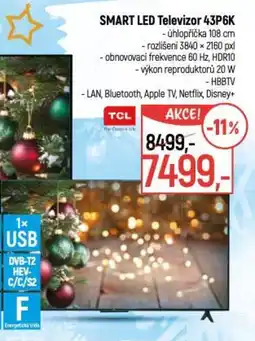 Globus TCL Smart LED Televizor 43P6K nabídka