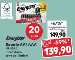 Kaufland Energizer Baterie AA/ AAA nabídka