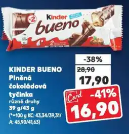 Kaufland KINDER Bueno Plněná čokoládová tyčinka nabídka