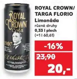 Kaufland ROYAL CROWN/ TARGA FLORIO Limonáda nabídka