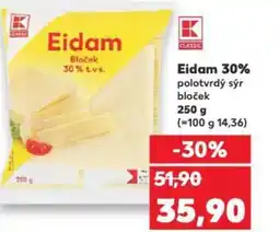 Kaufland Eidam 30% polotvrdý sýr bloček nabídka