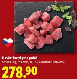 Lidl Hovězí kostky na guláš, cena za 1 kg nabídka