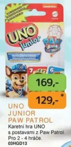 Dráčik Uno junior paw patrol nabídka