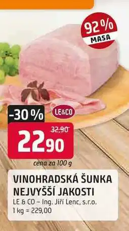 Trefa VINOHRADSKÁ ŠUNKA NEJVYŠŠÍ JAKOSTI LE & CO 100g nabídka