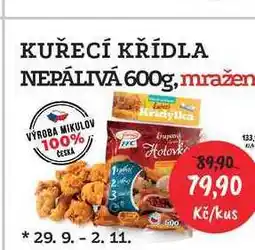 RABBIT řeznictví KUŘECÍ KŘÍDLA NEPÁLIVÁ 600g, mražená nabídka