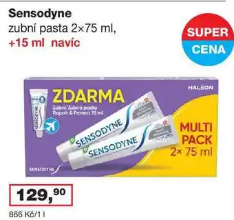 Ráj drogerie Sensodyne zubní pasta 2x75 ml, +15 ml navíc nabídka
