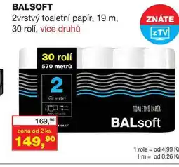 Ráj drogerie BALSOFT 2vrstvý toaletní papír, 19 m, 30 rolí, více druhů nabídka