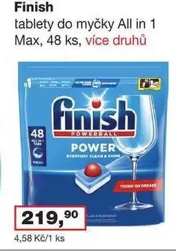 Ráj drogerie Finish tablety do myčky All in 1 Max, 48 ks, více druhů nabídka