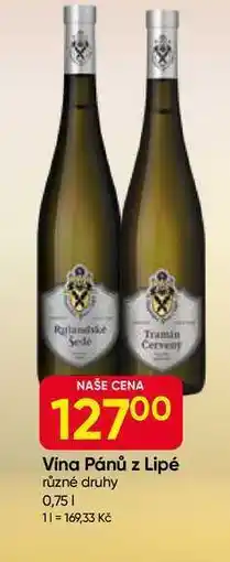 Hruška Vína Pánů z Lipé různé druhy 0,75l nabídka