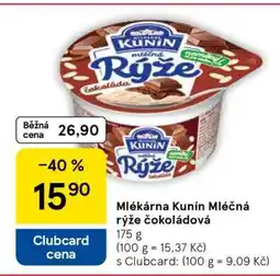 Tesco Mlékárna Kunín Mléčná rýže čokoládová nabídka