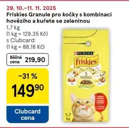 Tesco Friskies Granule pro kočky s kombinací hovězího a kuřete se zeleninou nabídka