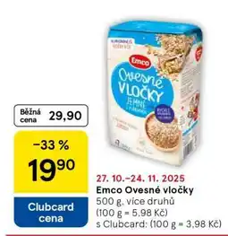 Tesco Emco ovesné vločky nabídka