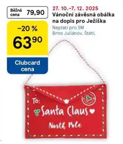 Tesco Vánoční závěsná obálka na dopis pro Ježíška nabídka