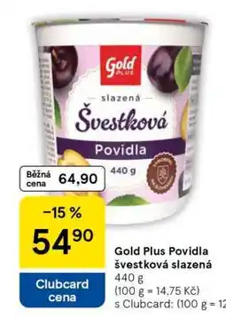 Tesco Gold Plus Povidla švestková slazená nabídka