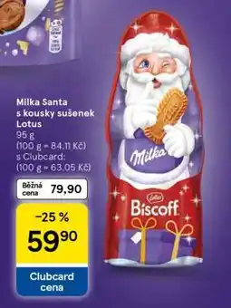 Tesco Milka Santa s kousky sušenek Lotus nabídka