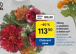 Tesco Věnec s umělými květinami a dekorací nabídka