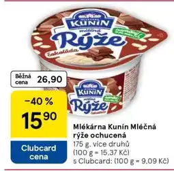 Tesco Mlékárna Kunín Mléčná rýže ochucená nabídka