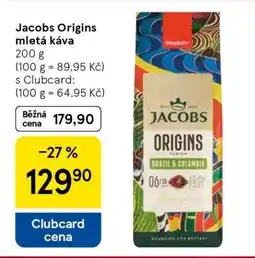 Tesco Jacobs Origins Mletá káva nabídka