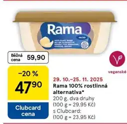 Tesco Rama 100 rostlinná alternativa nabídka