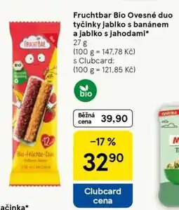 Tesco Fruchtbar Bio Ovesné duo tyčinky jablko s banánem a jablko s jahodami nabídka