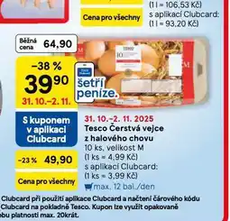 Tesco Čerstvá vejce z halového chovu nabídka