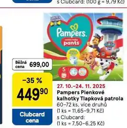 Tesco Pampers dětské plenky nabídka