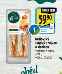 Albert Královský sendvič s vejcem a slaninou nabídka