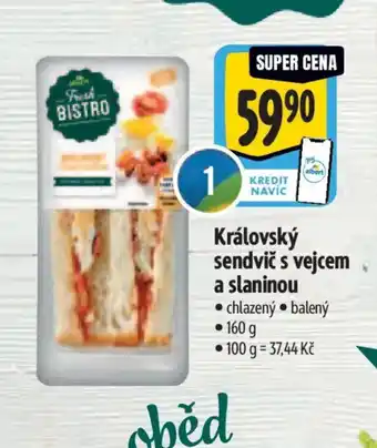 Albert Královský sendvič s vejcem a slaninou nabídka